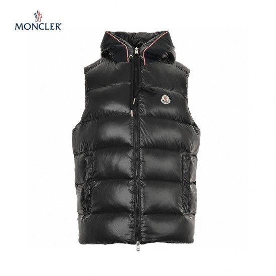 23FW Moncler Bormes Svart Ärmlös västar Vinterjacka Storlek 1-5