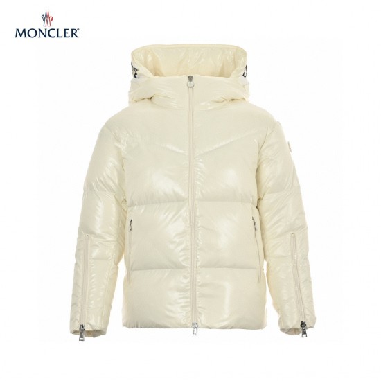 23FW Moncler Hooded Långa ärmar Short Dunjacka Beige Vinterjacka Storlek 1-4