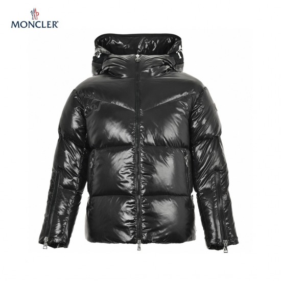 23FW Moncler Hooded Långa ärmar Short Dunjacka Svart Vinterjacka Storlek 1-4