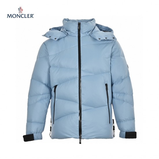 23FW Moncler Herr Hoodie Långa ärmar Short Dunjacka Och Vinterjacka Blå Vinterjacka Storlek 0-4