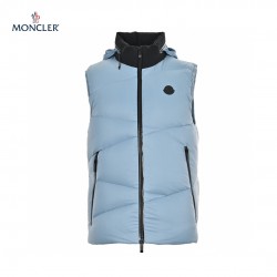 23FW Moncler Tago Svart Blå Ärmlös Hooded västar Vinterjacka Storlek 1-5 