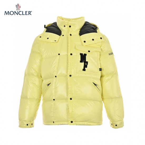 23FW Moncler x FRGMT Svart Gul Långa ärmar Dunjacka Storlek 1-5