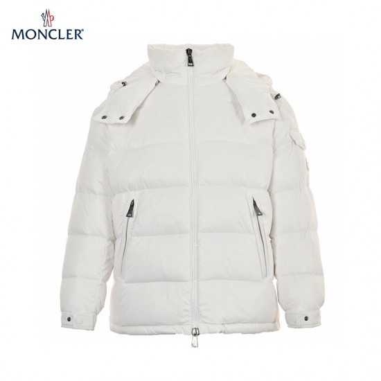 Moncler Maire Hooded Quilted Shell Vit Långa ärmar Dunjacka Storlek 0-3