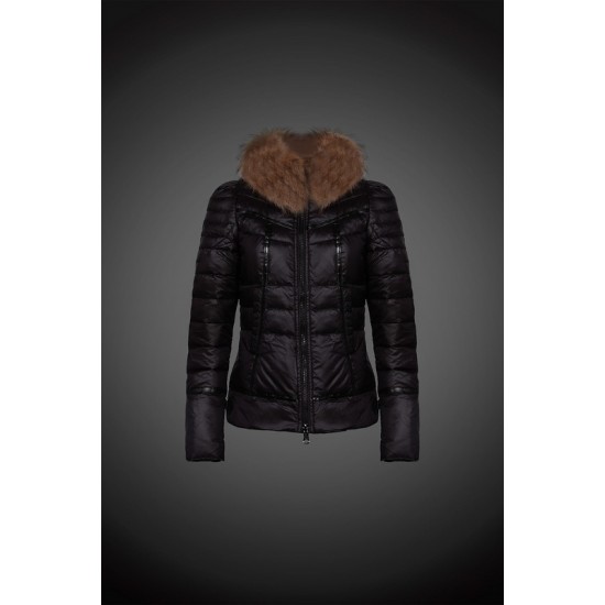 Dam Moncler Dunjacka with raccoon Jacka Krage Svart