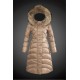 Dam Moncler Dunjacka Länge with raccoon Jacka Krage light tan