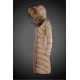 Dam Moncler Dunjacka Länge with raccoon Jacka Krage light tan