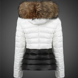 Dam Moncler Vinterjacka with raccoon Jacka Krage Vit Svart