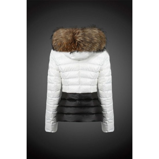 Dam Moncler Vinterjacka with raccoon Jacka Krage Vit Svart