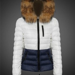 Dam Moncler Vinterjacka with raccoon Jacka Krage Vit Blå