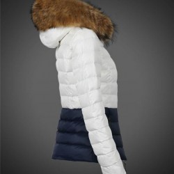 Dam Moncler Vinterjacka with raccoon Jacka Krage Vit Blå