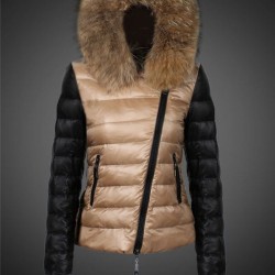 Dam Moncler Dunjacka with raccoon Jacka Krage Svart apricot