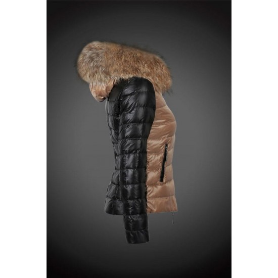 Dam Moncler Dunjacka with raccoon Jacka Krage Svart apricot