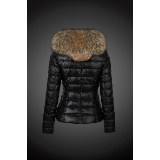 Dam Moncler Dunjacka with raccoon Jacka Krage Svart apricot