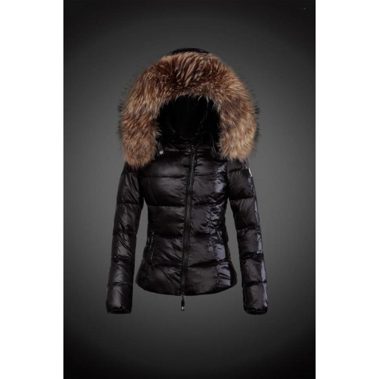 Dam Moncler Dunjacka with raccoon Jacka Krage Svart