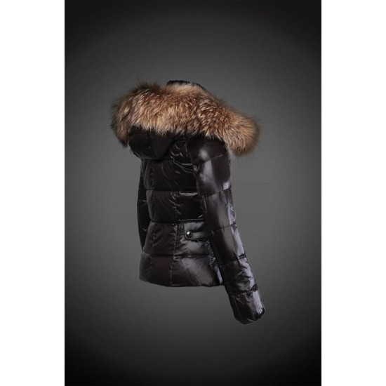 Dam Moncler Dunjacka with raccoon Jacka Krage Svart