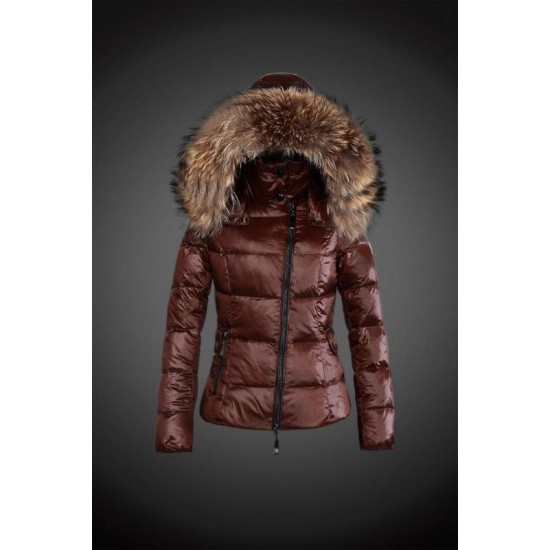 Dam Moncler Dunjacka with raccoon Jacka Krage Brun