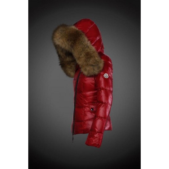 Dam Moncler Dunjacka with raccoon Jacka Krage Röd