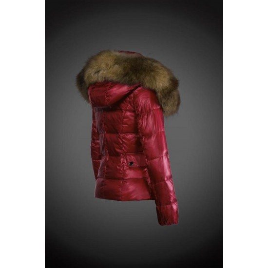 Dam Moncler Dunjacka with raccoon Jacka Krage Röd