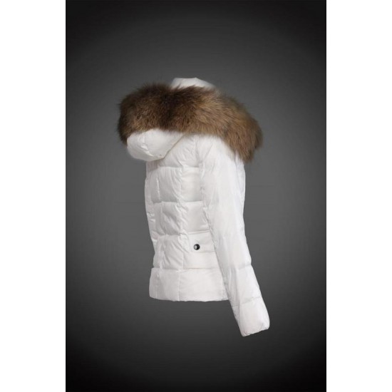 Dam Moncler Dunjacka with raccoon Jacka Krage Vit