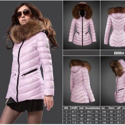 Dam Moncler Dunjacka Länge with raccoon Jacka Krage Rosa