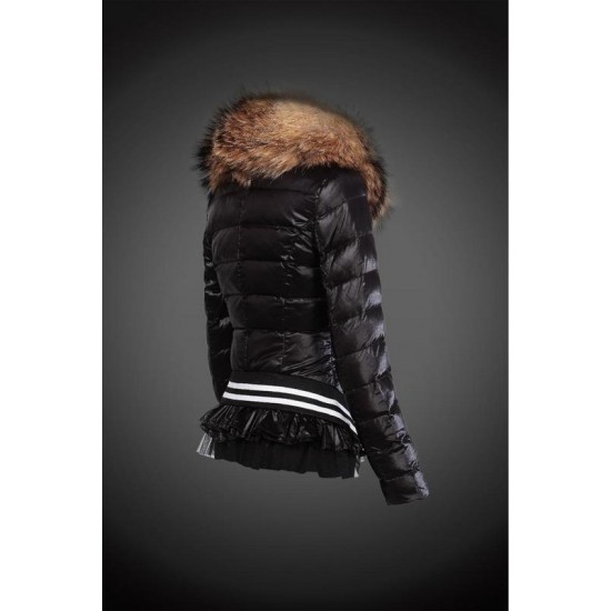 Dam Moncler Dunjacka with raccoon Jacka Krage Svart