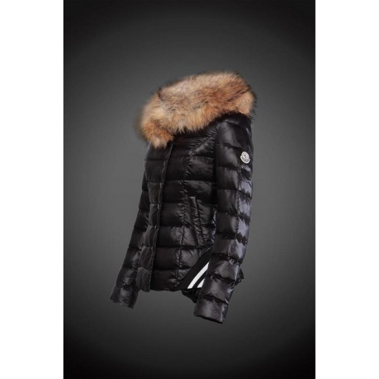 Dam Moncler Dunjacka with raccoon Jacka Krage Svart