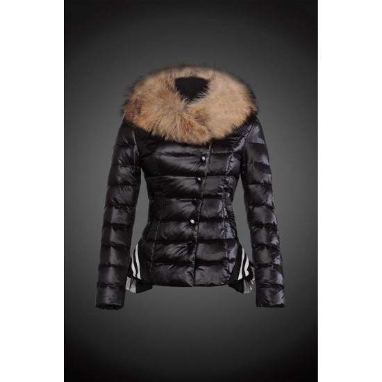 Dam Moncler Dunjacka with raccoon Jacka Krage Svart