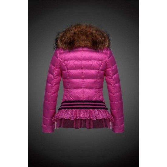 Dam Moncler Dunjacka with raccoon Jacka Krage rose Röd