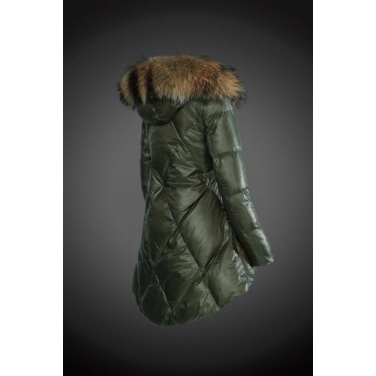 Dam Moncler Vinterjacka with raccoon Jacka Krage army Grön