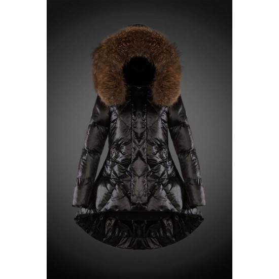 Dam Moncler Vinterjacka with raccoon Jacka Krage Svart