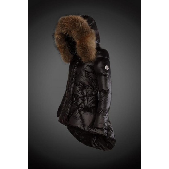 Dam Moncler Vinterjacka with raccoon Jacka Krage Svart