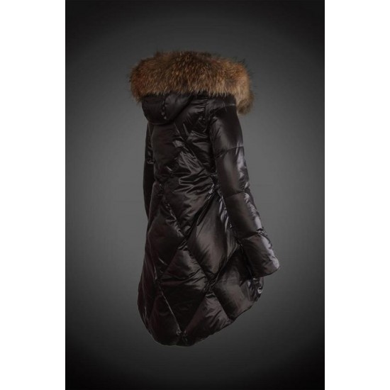 Dam Moncler Vinterjacka with raccoon Jacka Krage Svart