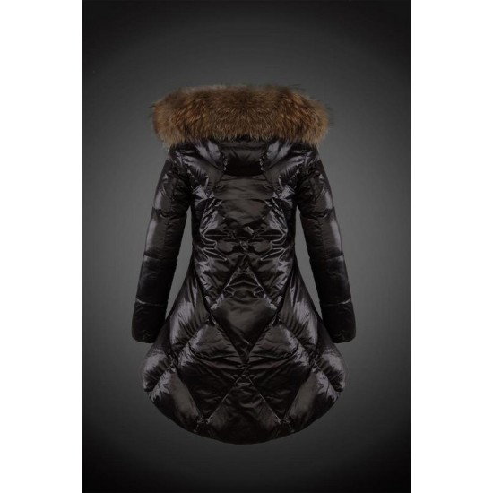 Dam Moncler Vinterjacka with raccoon Jacka Krage Svart