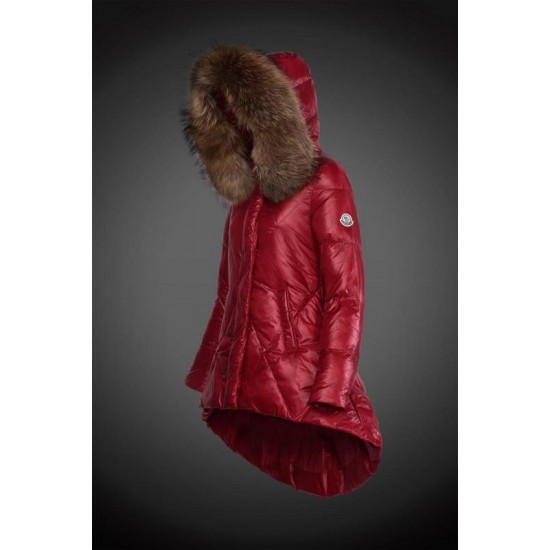 Dam Moncler Vinterjacka with raccoon Jacka Krage Röd