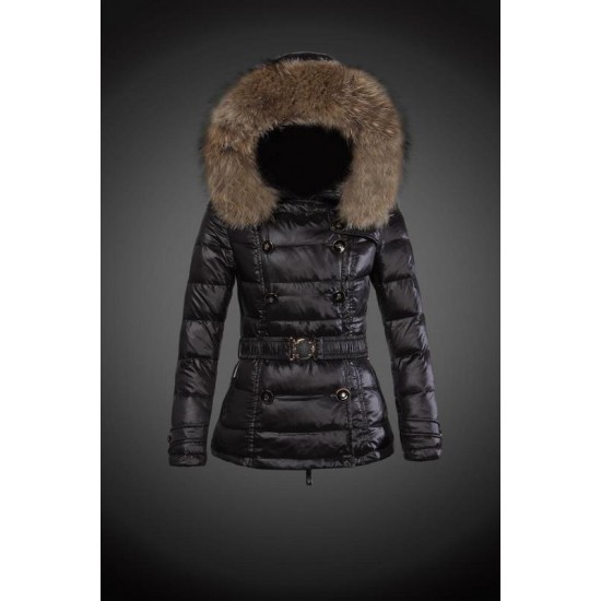 Dam Moncler Dunjacka with raccoon Jacka Krage Svart