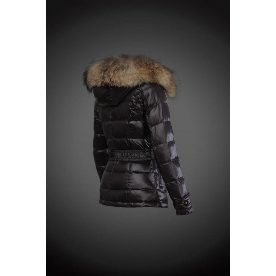 Dam Moncler Dunjacka with raccoon Jacka Krage Svart