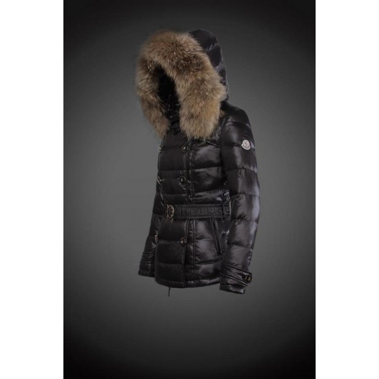 Dam Moncler Dunjacka with raccoon Jacka Krage Svart