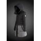 Dam Moncler Dunjacka Länge with raccoon Jacka Krage Svart gray