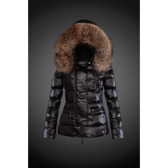 Dam Moncler Dunjacka with raccoon Jacka Krage Svart