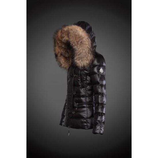 Dam Moncler Dunjacka with raccoon Jacka Krage Svart