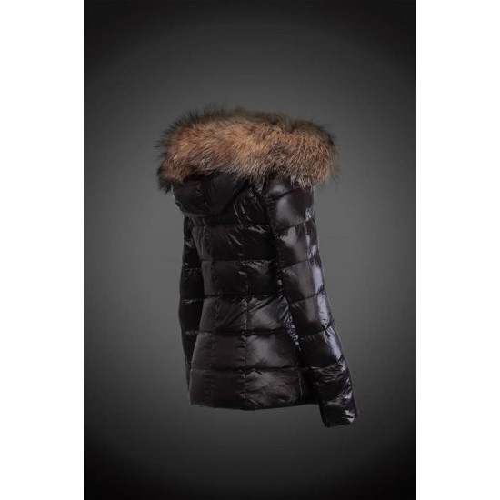 Dam Moncler Dunjacka with raccoon Jacka Krage Svart