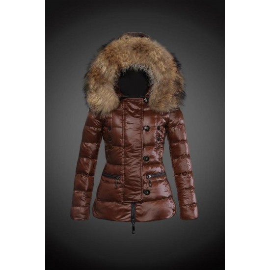 Dam Moncler Dunjacka with raccoon Jacka Krage Brun