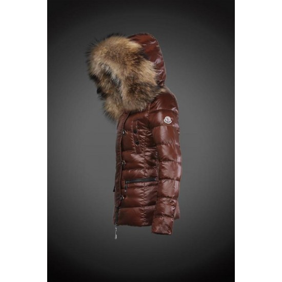 Dam Moncler Dunjacka with raccoon Jacka Krage Brun