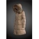 Dam Moncler Dunjacka Länge with raccoon Jacka Krage light tan