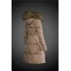 Dam Moncler Dunjacka Länge with raccoon Jacka Krage light tan