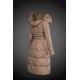 Dam Moncler Dunjacka Länge with raccoon Jacka Krage light tan