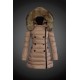 Dam Moncler Dunjacka Länge with raccoon Jacka Krage light tan