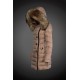 Dam Moncler Dunjacka Länge with raccoon Jacka Krage light tan