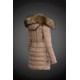 Dam Moncler Dunjacka Länge with raccoon Jacka Krage light tan