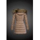 Dam Moncler Dunjacka Länge with raccoon Jacka Krage light tan